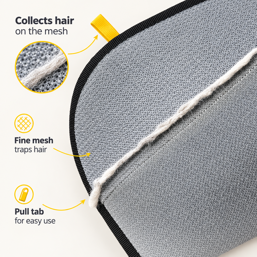 Pet hair remover glove feature infographic